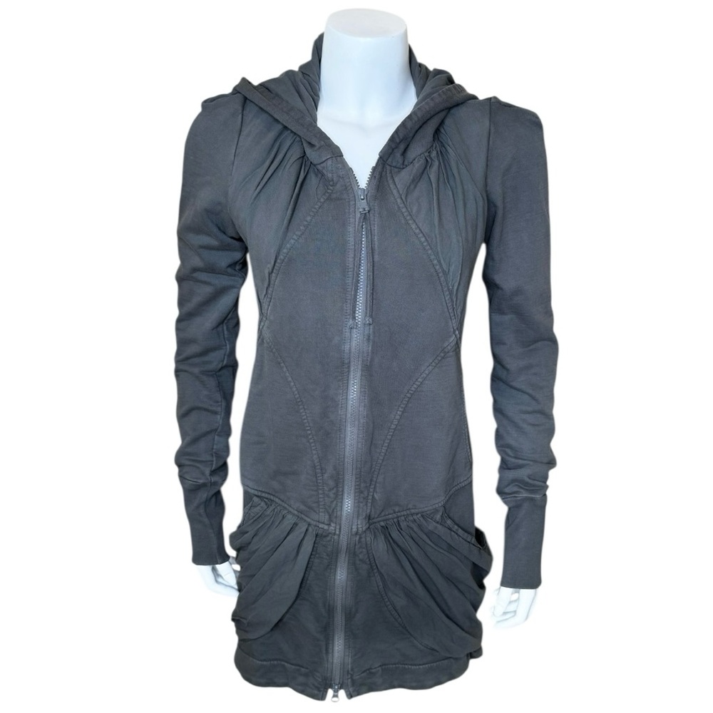 Prairie Underground Guinevere Zip Hoodie S Long Pockets Organic Cotton Olive